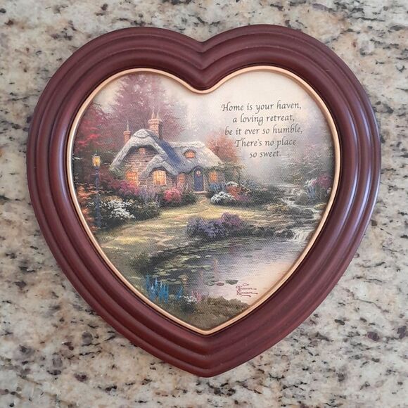 The Bradford Exchange Thomas Kinkrade Home Sweet Home Heart Shape Frame Wall Art - Picture 1 of 16